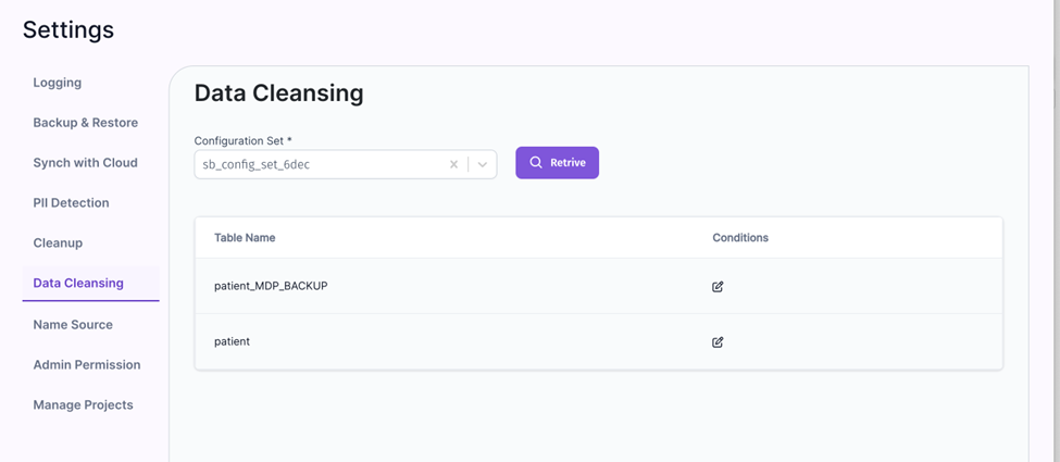 Configuration Set Screen